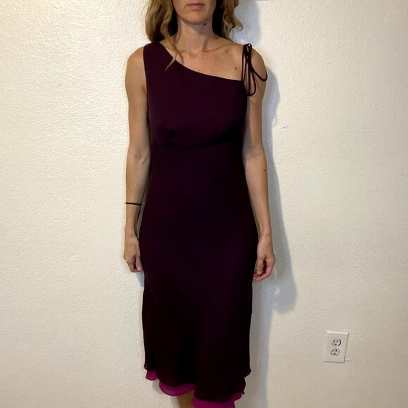 Vintage Y2K Studio Soleil Purple One Shoulder Midi Dress Size Large Fairy - Picture 2 of 4